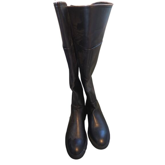 NWOT Black Wide Calf Fall Boots Sherpa Lined Womens size 10 Zipper Dark Academia - Picture 1 of 5